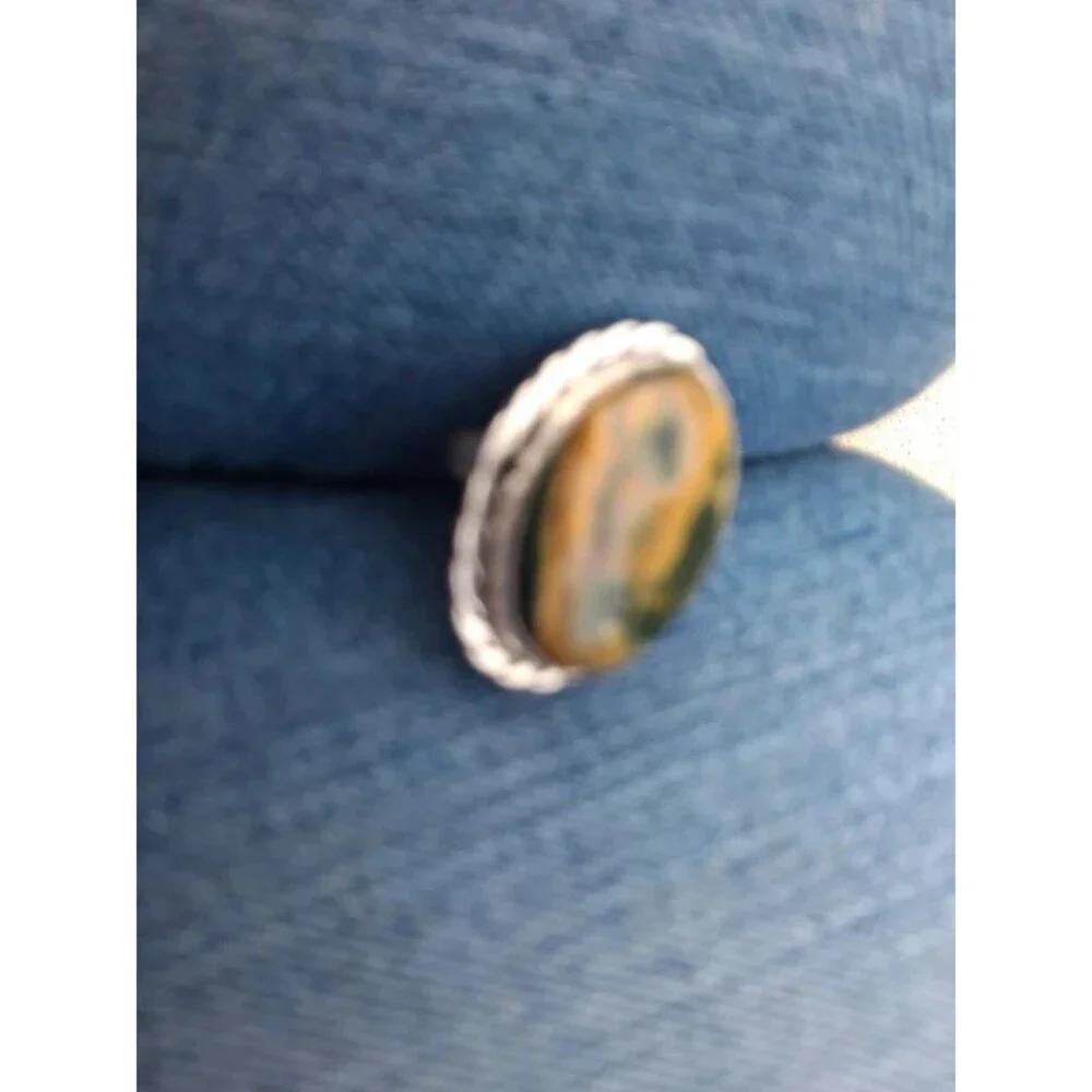 Unique Bumblebee Jasper Statement ring Boho Southwestern Funky size 6.5